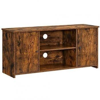 VASAGLE Mueble de TV, Soporte de TV con Puertas, Almacenamiento Abierto, Mesa de TV con gestión de Cables, Estantes Ajustables, para TV de hasta 50 Pulgadas, Marrón Rústico LTV101X01