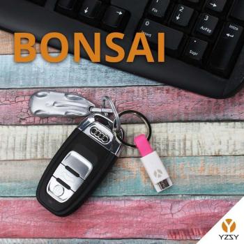 YZSY Bonsai - Cable Charge & Sync Keychain MicroUSB, Color Rosa y Blanco