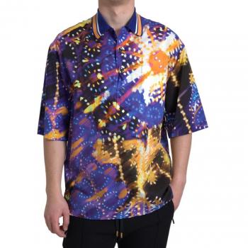 Dolce & Gabbana Luminaire Print Cotton Polo Top Men Shirt - IT44 | 3XL Multicolor 4XL