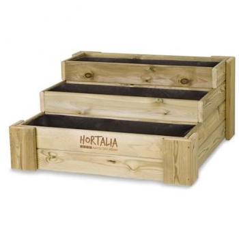 Cajón de Cultivo Escalera 80x80cm de Madera con Protección Autoclave Nivel IV y 140L de Capacidad
