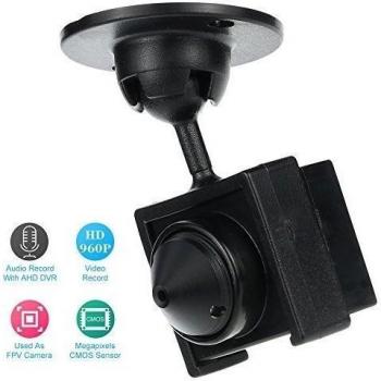 KKmoon Mini AHD 960P 1600TVL Cámara de Vigilancia CCTV FPV Cam Soporta MIC OSD DC5/12V Plug y Play PAL/NTSC Ajustable Seguridad Interior Hogar