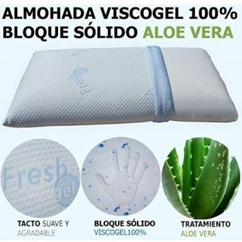 Almohada VISCOGEL 100% bloque sólido viscoelastica. Desenfundable con Aloe Vera-90cm