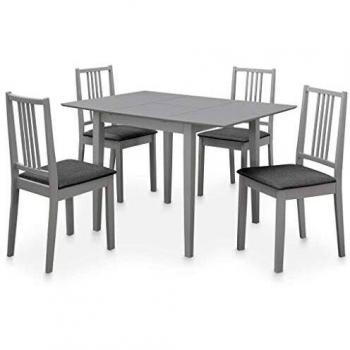 vidaXL Conjunto de Muebles de Comedor Set de Salón Juego de Mesa y Sillas de Cocina Mobiliario de Hogar Casa 5 Piezas Material MDF Gris