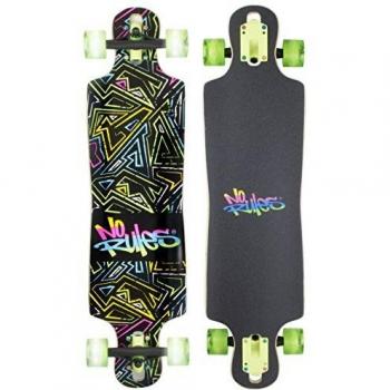 authentic sports & toys GmbH Longboard ABEC 7, No Rules Neon, con Luces en Las Ruedas