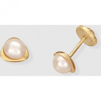 Pendientes de oro con perla blanca y detalles elegantes