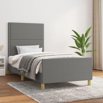 Cama solar sin colchón de Tela Gris oscuro 80x200 cm - Estructura de cama con cabecero de tela gris oscuro 80x200 cm vidaXL - Gris
