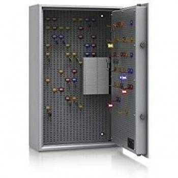Caja de caudales para llaves Kaiserkraft, Seguridad Nivel A y Euro-Norm S1, color gris claro, dimensiones 800 x 500 x 200 mm, capacidad para hasta 200 ganchos