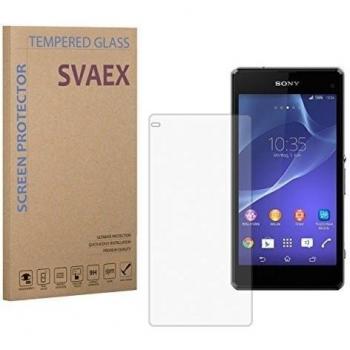 SVAEX Sony Xperia Z1 Compact Premium Protector de pantalla de vidrio templado - vidrio de dureza 9H - grosor de 0.3mm - transparencia de alta definición - bordes redondeados 2.5D - antigolpes - recubrimiento oleofóbico - tacto delicado - vidrio de alta 