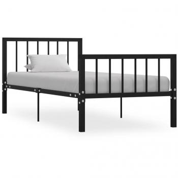 Estructura de cama de metal negro redondo 100x200 cm