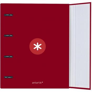 Carpeta con Recambio Liderpapel Antartik A4 Cuadro 5 mm Forrada 4 Anillas Redondas 40mm Color Frambuesa
