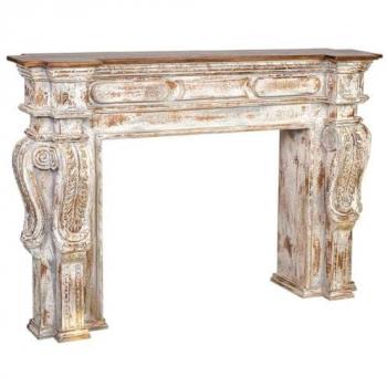 Recibidor Blanco y Gris de Madera de Mango, 33 x 98 x 149 cm, Diseño Artesanal Envejecido