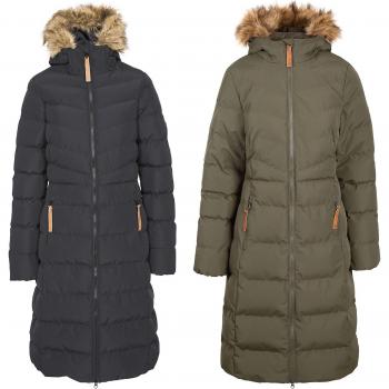 Chaqueta Softshell Trespass Audrey Gris con capucha, acolchado de piel sintética, diseño cálido para invierno, talla L