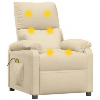 Sillón de masaje de tela color crema Vidaxl Crema