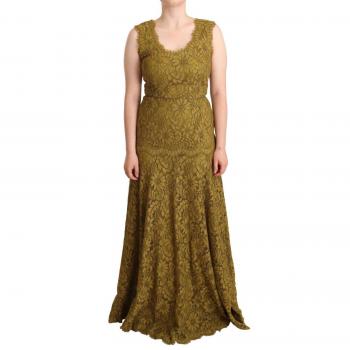 Dolce & Gabbana Brown Floral Lace Maxi Floor Length Dress - IT40|S
