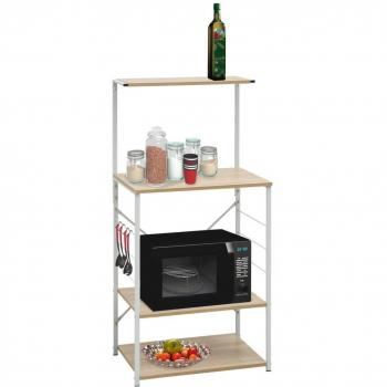vidaXL Microwave Cabinet White and Oak 60x39.6x123 cm Engineered Wood