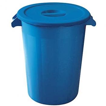 Cubo Industrial 100 Litros con Tapa, Color Azul, para uso alimentario, Denox Famesa, modelo Denox Cubo Basura 23120.415, dimensiones diámetro 515 mm x altura 670 mm