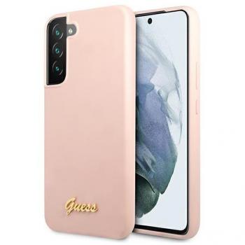 Funda de Silicona Rosa con Logo Metálico para Samsung Galaxy S23+ - Guess