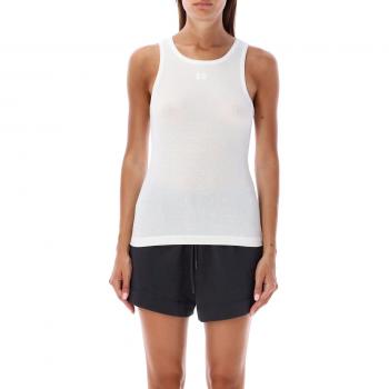 Ganni Women's Soft Cotton Ribbed Logo Tank Top - Bright White - Size M