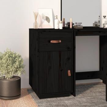 Gabinete de escritorio negro 40x50x75 cm madera maciza pino