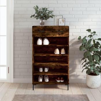 Zapatero de madera de ingeniería roble ahumado 60x35x105 cm Marrón