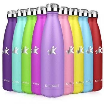 KollyKolla Botella de Agua Acero Inoxidable, Termo Sin BPA Ecológica, Botellas Termica Reutilizable Frascos Térmicos para Niños & Adultos, Deporte, Oficina, Yoga, Ciclismo,