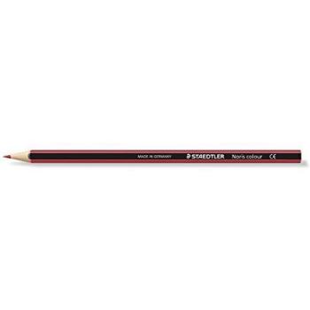 STAEDTLER Noris Colour 185-23 Caja 12 lápices de color rojo burdeos hexagonales. Material WOPEX ecológico con madera certificada por PEFC. Diseño a rayas negras y del mismo color que la mina