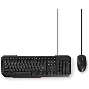 NEDIS KBMC100BKUS Set de Ratón y Teclado con Cable | Ratón de 800 PPP | Internacional para EE. UU.