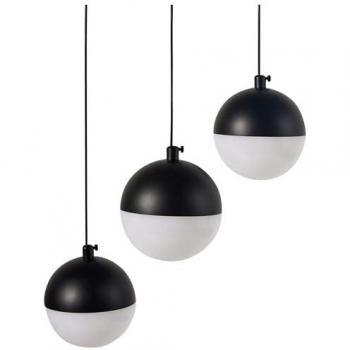Lámpara Colgante Moderna Ankobra con 3 Luces LED Integradas, Pantalla Redonda de Metal Pintado y Vidrio Negro