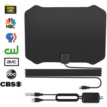 Antena de TV, Antena Interior HDTV con Portatil Amplificador, 120 Millas Gama de Recepción, Obtenga Muchos Canales de TV Gratis Compatible VHF/UHF/FM 4K 1080P