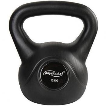 Physionics - Kettlebell o pesa rusa esférica para la musculación en color negro - 12 kg