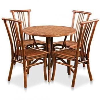vidaXL Conjunto de comedor de bambú 5 piezas