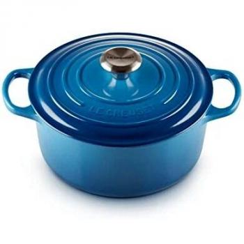 Le Creuset Evolution Cocotte con Tapa, Redonda, Todas Las Fuentes de Calor Incl. inducción, 6,7 l, Hierro Fundido, Azul