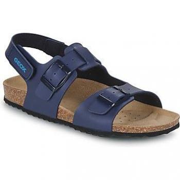 Geox Sandalias J GHITA BOY para niño, color azul marino, con suela de goma antideslizante, cierre de velcro ajustable, plantilla transpirable y diseño ligero