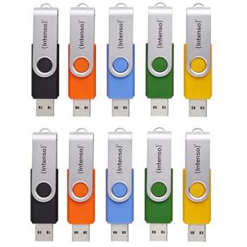 Memoria USB 2.0 Intenso Basic Line 4GB Multicolor (Paquete de 10 Unidades)
