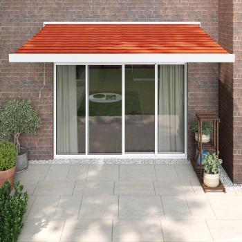 Toldo retráctil de aluminio y tela naranja y marrón 3x2,5 m