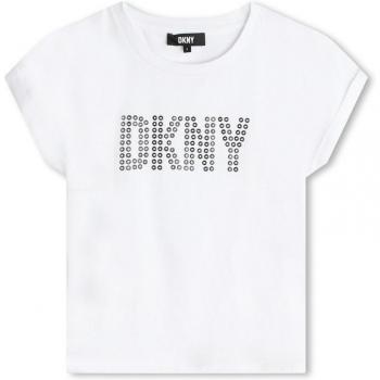 Camiseta de niña DKNY de algodón con logo de tachuelas, manga corta, modelo D60089