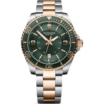 Victorinox Maverick Large Men's Diver Watch 43mm with Green Dial and Silver/Rose Gold Stainless Steel Bracelet