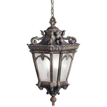 Lámpara colgante Tournai de aluminio fundido y vidrio grande, linterna de cadena de techo para exteriores de 3 luces Londonderry, E14