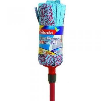 Kit de Fregona Super Vileda con 30% Microfibras, Tiras Azules - Dimensiones 11.1 x 15 x 1.71 cm