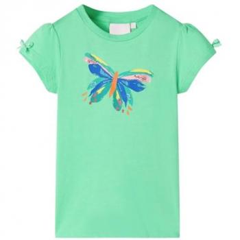 Camiseta Infantil Verde Claro 92 con Dibujo de Mariposa