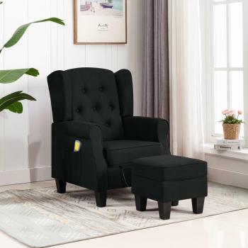 Sillón de Masaje Ergonómico con Reposapiés y Respaldo Reclinable en Tela Negra