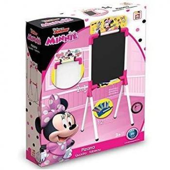 Chicos - Minnie Mouse Pizarra Junior, Reversible 2 En 1 para Rotuladores y Tizas, Incluye Rotulador, Tizas. Un Borrador y Una Plantilla de Mickey, a partir de 3 años, Rosa, 37 X 32.5 X 98 cm