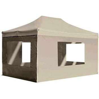 vidaXL Carpa Plegable Profesional con Paredes Aluminio Cenador Pagoda Pérgola Fiestas Celebraciones Estructuras Recintos Parasoles 4,5x3 m Crema