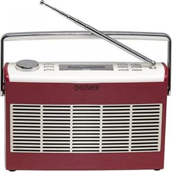 Radio Digital Portátil DAB+ y FM Denver Electrónica Roja con Pantalla LCD y Función de Reloj