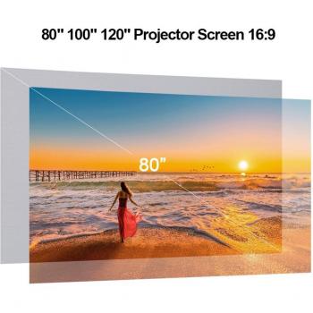 Pantalla de proyector plegable de tela 16:9, alta brillantez, reflectante, 3D HD, disponible en 60, 80, 100 y 120 pulgadas