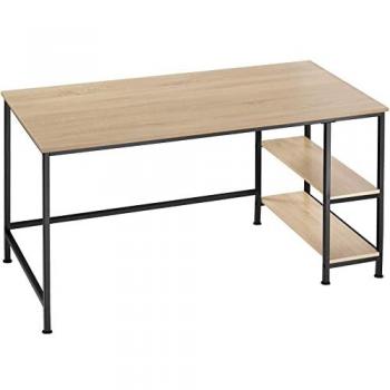 Escritorio para ordenador Canton 120 x 60 x 75,5 cm | Estilo industrial minimalista | Tableros de aglomerado con veteado y protector de melamina | Estructura resistente de acero con revestimiento