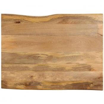Mesa de comedor de madera maciza de mango con tablero de 90x80x2,5 cm y bordes naturales