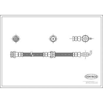 Latiguillo de freno CORTECO 19033016 - manguera de freno, alta resistencia, compatible con múltiples modelos de vehículos, fabricado con materiales de calidad para garantizar seguridad y durabilidad