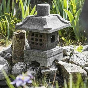 Linterna de jardín japonesa eléctrica de piedra de lava 40 cm - WANDA COLLECTION - Toro - Gris