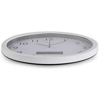 Versa 18560239 Reloj de pared Meteo Blanco, Ø35cm diámetro, Termómetro, Plástico